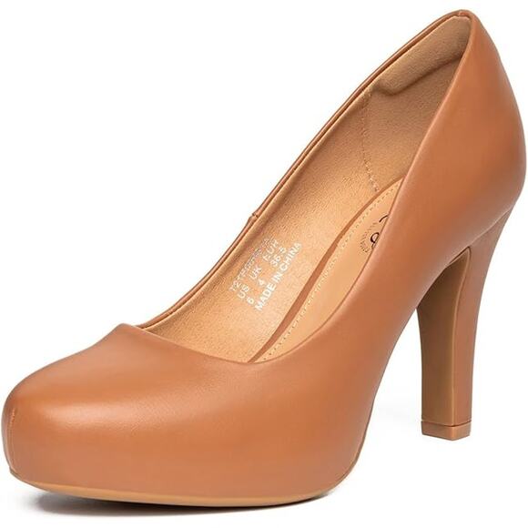 Trary Womens Size 9 Brown 4" Slim Heel Low Platform Pumps Closed Round Toe Shoes - Picture 1 of 7